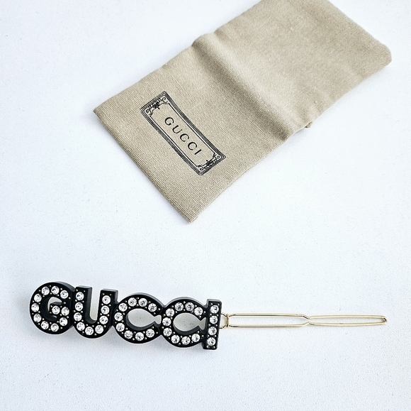 New Unused Gucci Crystal & Stud Barrette/Hair Clip - Picture 7 of 11